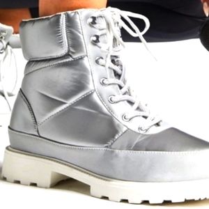 Silver Puffy Hiker Bootie Size 7